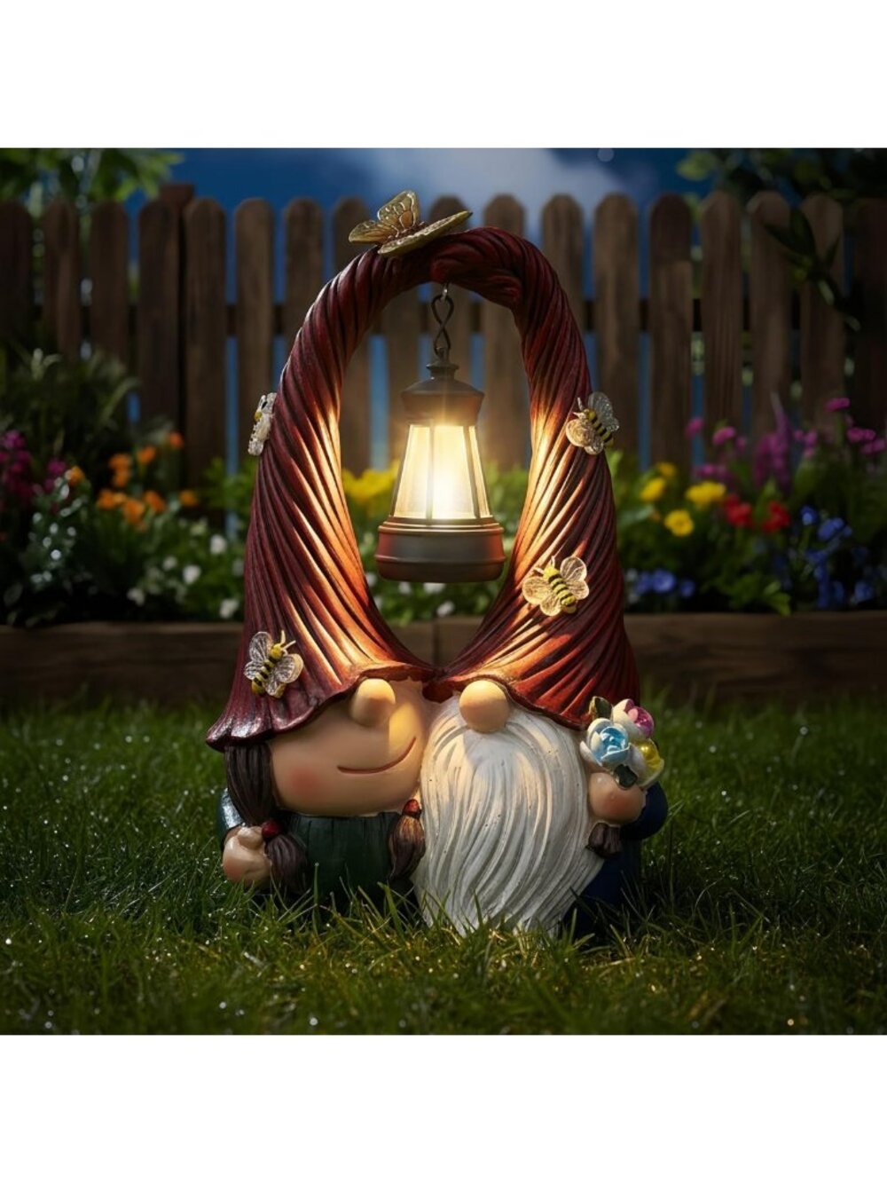Solar Gnome Garden Statue with Lantern Light | Unique Outdoor Decor & Gifts